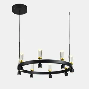 Luminosa Modern LED Hanging Pendant Black, Gold, Warm White 3000K 2462lm