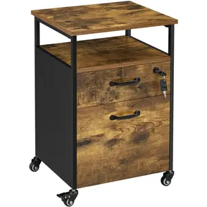 45cm Wide 2 -Drawer Mobile File Cabinet Rustic Brown/Black