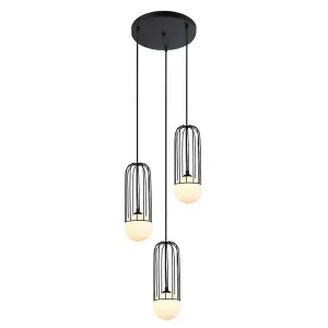 Luminosa Modern Hanging Pendant Black 3 Light  with Black, White Shade, G9