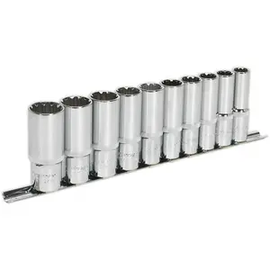 10-Piece Universal Deep Metric Socket Set - 1/2" Drive for Versatile Fastener Applications