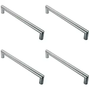 4x 30mm Mitred Pull Door Handle 450mm Fixing Centres Satin Stainless Steel