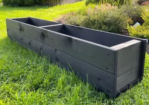 Large Wooden Planter Black Trough Garden Flower Box Heavy Duty 1200mm Fully Assembled