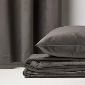 Homescapes Diamond Quilted Grey Velvet Throw