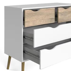 Oslo Chest of 4 Drawers (2+2) in White and Oak