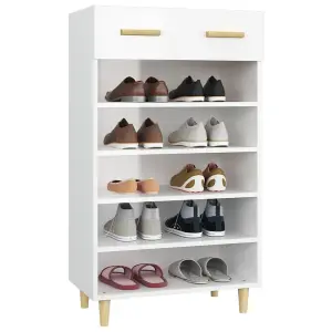 Berkfield Shoe Cabinet High Gloss White 60x35x105 cm Engineered Wood