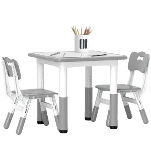 AIYAPLAY 3 Pcs Height Adjustable Kids Table and Chair Set for Playroom - Grey