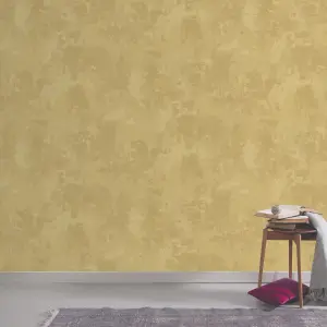 GoodHome Omey Yellow Distressed effect Textured Wallpaper Sample