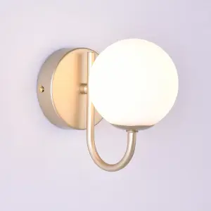 HARPER LIVING 1xG9 Up Wall Light, Globe Shape Glass Shade, Gold Finish