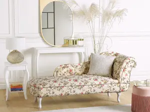 Right Hand Chaise Lounge Flower Print Beige NIMES