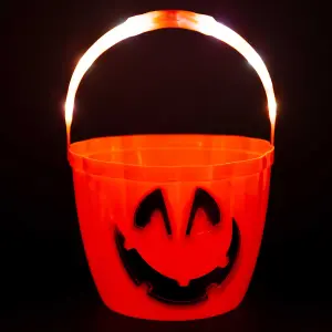 Halloween Candy Bucket with Light - Sweet Holder Orange