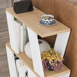 Adriana Side Table Modern Compact Design for Living Room & Bedroom Sapphire Oak/White