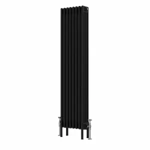 Rinse Bathrooms Traditional Radiator 1500x380mm Black Vertical 4 Column Cast Iron Radiators Central Heating Heater Rads