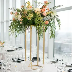 Golden Tall Metal Floor Vase Flower Stand Wedding Centrepieces 60cm (H)