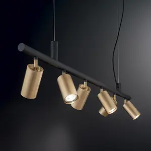 Luminosa Dynamite Indoor Spotlight Ceiling Pendant Lamp 6 Lights Brass Satin, GU10