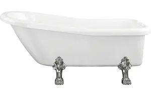 Aquarius Timeless Luxury Freestanding Slipper 2TH Bath With Chrome Lions Paw Feet 1530mm