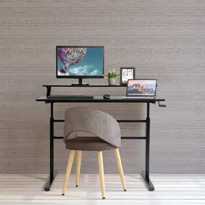 Costway 2-Tier Standing Computer Desk Sit to Stand Workstation Ergonomic Computer Table Black