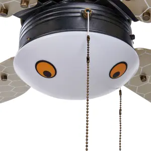 Ceiling Fan with Light Black and Yellow DOLORES