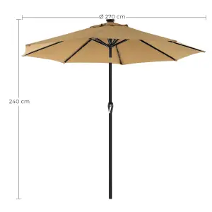 2.7 m Garden Parasol Umbrella with LED Lights Without Base UPF 50+ Outdoor