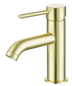 Aquarius RF-Series Mini Mono Basin Mixer Tap inc Waste Brushed Brass