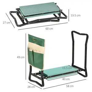 Outsunny Garden Kneeler Foldable Seat Bench EVA Foam Pad with Tool Bag Pouch