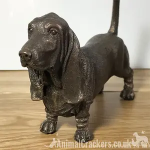 Basset Hound figurine in solid cold cast bronze, dog lover home decoration