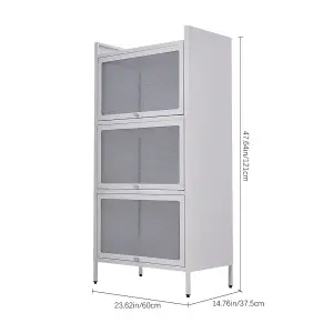 Metal File Cabinet for Home Office Storage White Cabinet with 3 Shelves