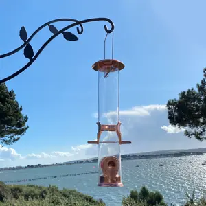 Copper Style Hanging Bird Seed Feeder with 4 Feeding Ports