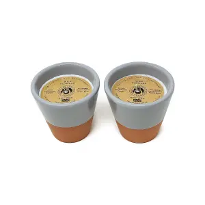 Rustic Pastel Grey Wild Flowers Set of 2 Conical Bowl Soy Wax Candles (Diam) 8cm