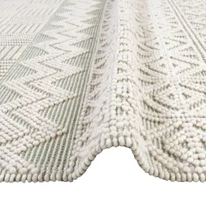 Ivory Geometric Kilim Luxurious Modern Easy to clean Rug for Dining Room Bed Room and Living Room-120cm X 170cm