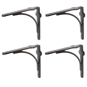 Hammer & Tongs Curved Iron Shelf Bracket - D205mm - Black - Pack of 4