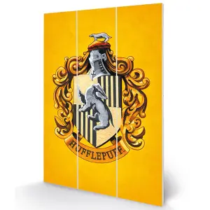 Harry Potter Hufflepuff Wood Print Yellow (One Size)