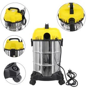 30L 1600W Wet and Dry Vacuum Cleaner 2 in 1 Blower Vac with Integrated Power Socket