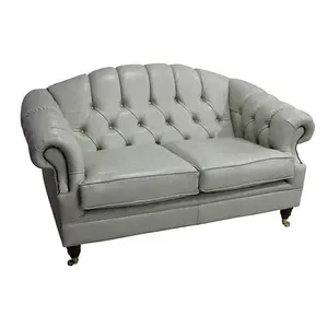 Chesterfield 2 Seater Stella Ice Leather Sofa Settee Bespoke In Victoria Style