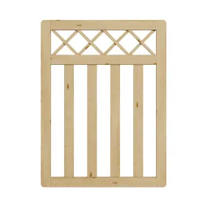 Wood Colour Outdoor Cross Top Wooden Garden Gate Pedestrian Fence Yard Door with Accessory Kit,120cm x 90cm