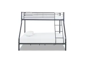 Palmdale Metal Triple Sleeper Bunk Bed - 3FT (90cm) Single /4FT6 (135cm) Double, Kids Bedroom Furniture, Space Saving, Silver