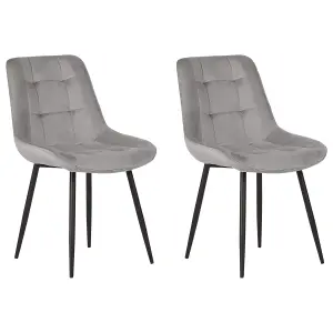 Set of 2 Dining Chairs MELROSE Velvet Grey