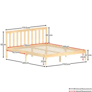 Frederique Bed Frame Pine / Kingsize (5')