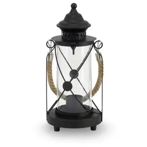 EGLO Bradford Clear And Black Glass And Metal Lantern Table Lamp, (D) 14cm