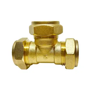 Plumbsure Brass Compression Equal Tee (Dia) 22mm x 22mm x 22mm