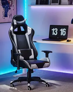 Gaming Chair Faux Leather Silver KNIGHT