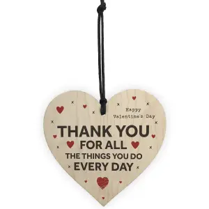 Valentines Day Gift Wood Heart Gift For Him Her THANK YOU Girlfriend Boyfriend Gift