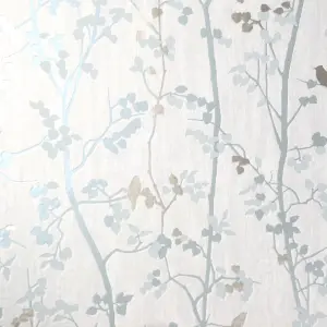 GoodHome Bromus Blue Metallic effect Floral Textured Wallpaper Sample