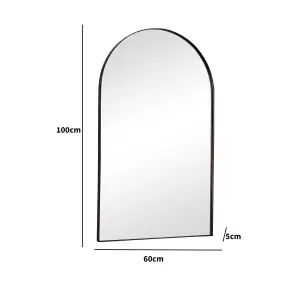 Melody Maison Large Framed Black Arched Mirror 100cm x 60xcm