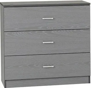 Felix 3 Drawer Chest in Grey This range comes flat-packed for easy home assembly. Instructions and fixing kits included.