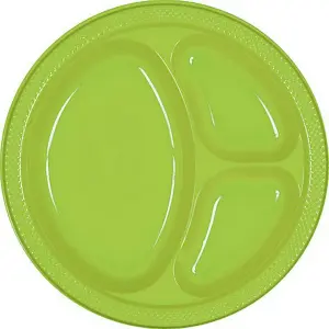 Amscan Plastic Divided Plate (Pack Of 20) Kiwi Green (One Size)