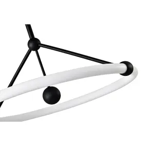 Sleek Contemporary Matt Black Sand Ceiling Light with Opal LED Circular Ring