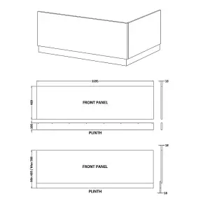 Dezine MDF White Straight Side Panel with Plinth, 1700mm