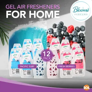 12pk Gel Air Fresheners for Home Pacific Surf & Fresh Berries, Room Fresheners for Home Odour Eliminator, Bathroom Air Freshener