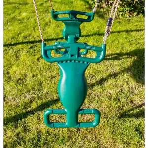 Rebo Moulded Plastic Children's Tandem Glider - Two Child Swing Seat - Green