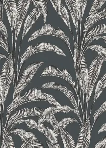 Muriva Black/White Floral 3D effect Patterned Wallpaper